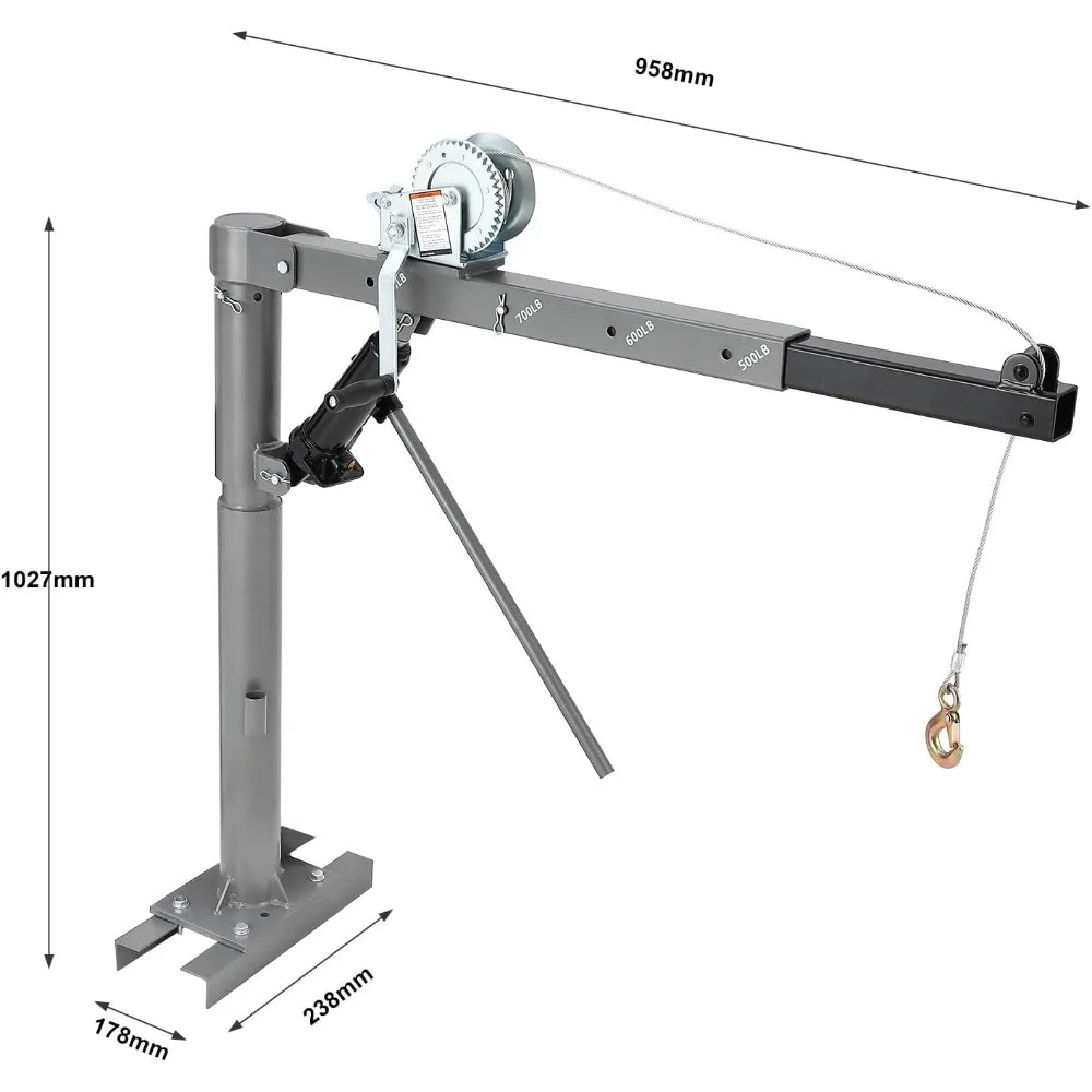 

HOME - Non-Electric Hydraulic Truck Crane Hoist - 1000 lbs Capacity with Adjustable Settings for 500 lbs, 600 lbs,