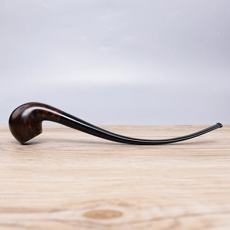 MUXIANG-Handmade Briar Wood Long Stem, Tobacco Pipe, Bent Stem Mouthpieces, Pipe for Smoking with 9mm Filter, Free 10 Tools