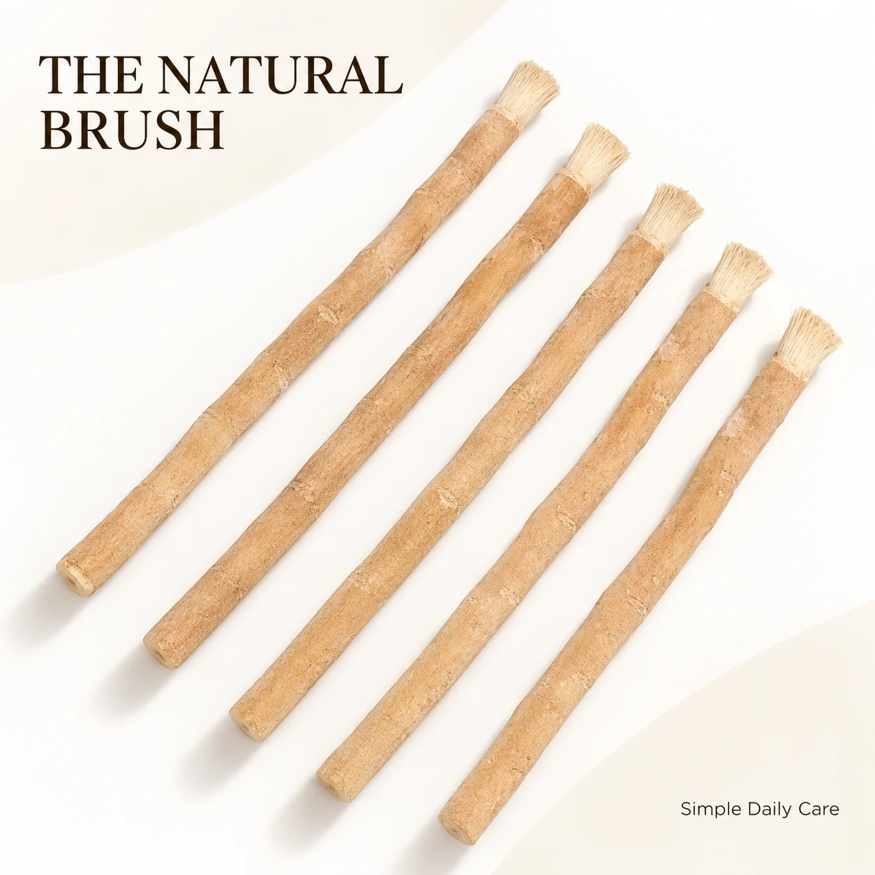 Natural Arak Miswak Toothbrush Plastic Free Plant Fiber Teeth Cleaning Stick for Traditional Oral Hygiene and Daily Care