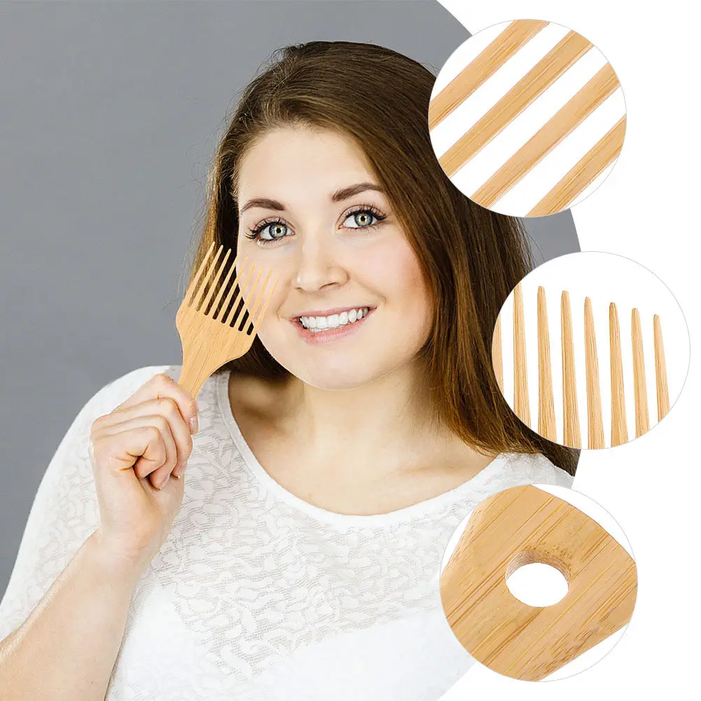 

Набор из 3 бамбуковых расчесок для укладки волос: широкие зубья, антистатические, для жирных волос, легкие, удобно держать в мокрых руках