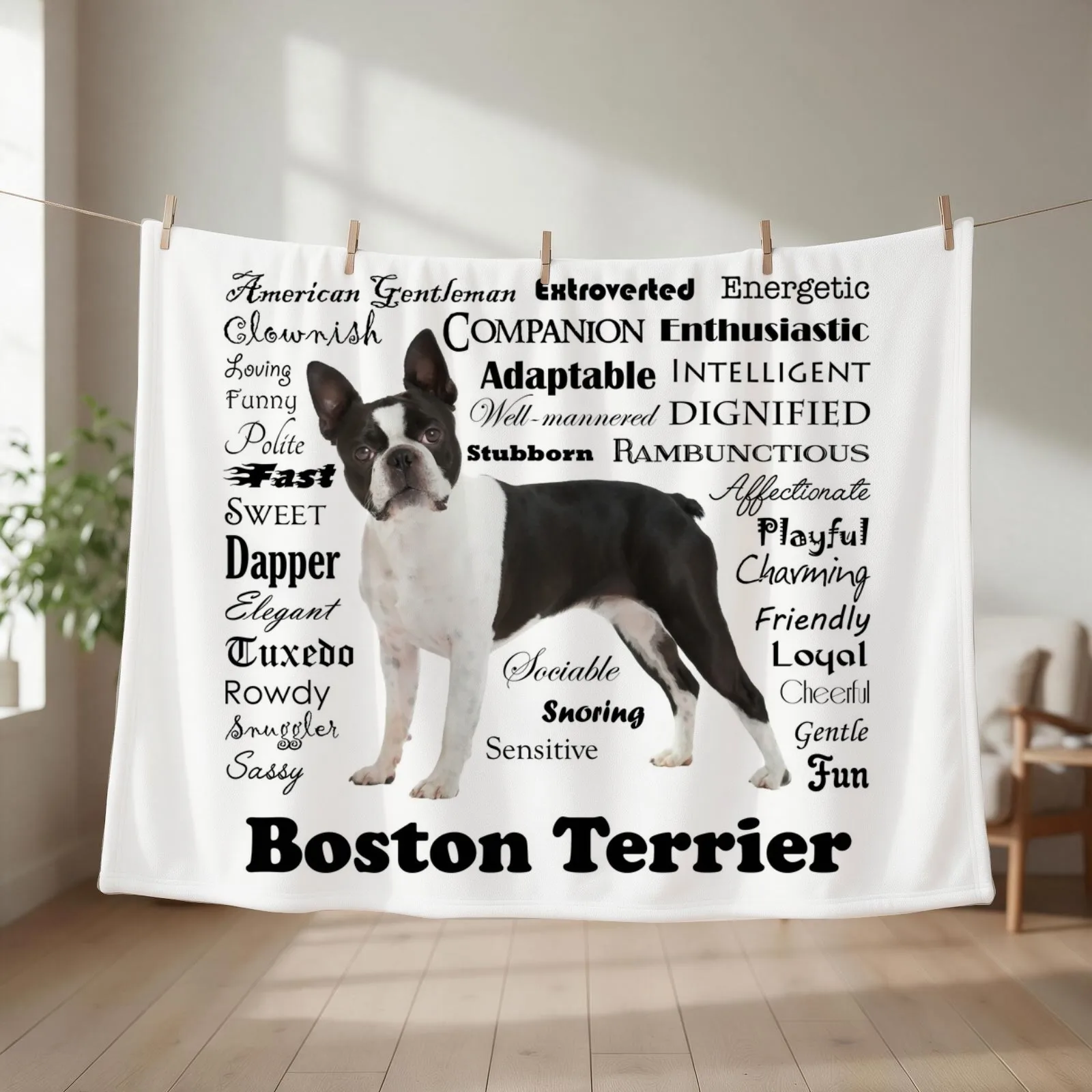 Boston Terrier Traits Throw Blanket couch cozy soft plush fuzzy picnic outdoor blanket