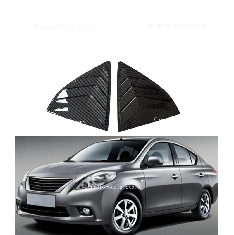 Car Side Window Louver For Nissan Versa Sedan Sunny N17 2011 2012 2013-2018 Car Rear Window Shutter Cover Spoiler Gloss Black