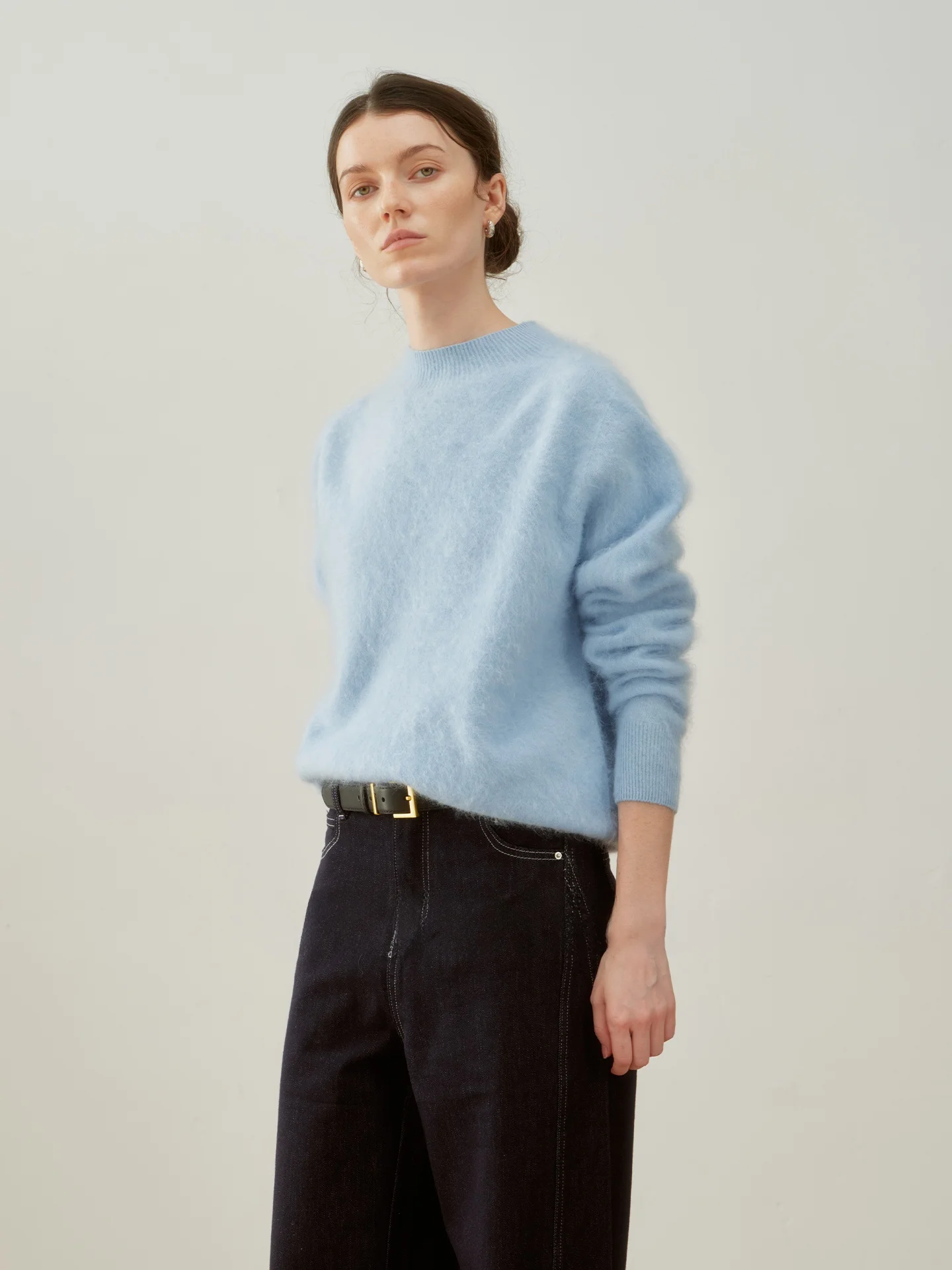 

ISENSEE Шерстяной вязаный свитер с круглым вырезом для женщин, осенне-зимний, повседневный, очень мягкий, с длинными рукавами