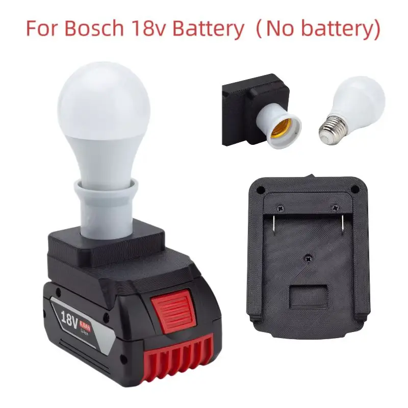 Led Light  E27 Lamp Holder 18V Lamp  Rechargeable Working  For BOSCH 18v Battery  Led 6000k 5w  (Battery Not Included)