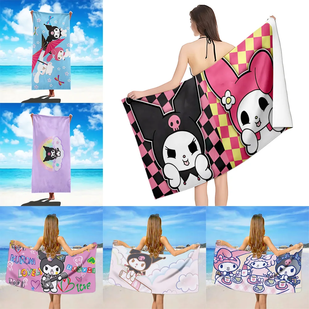 

Kuromi Beach Towel Microfiber Sand Free Quick Dry Soft Sandproof Pool Towels Gift for Women Travel Gym Shower Camping