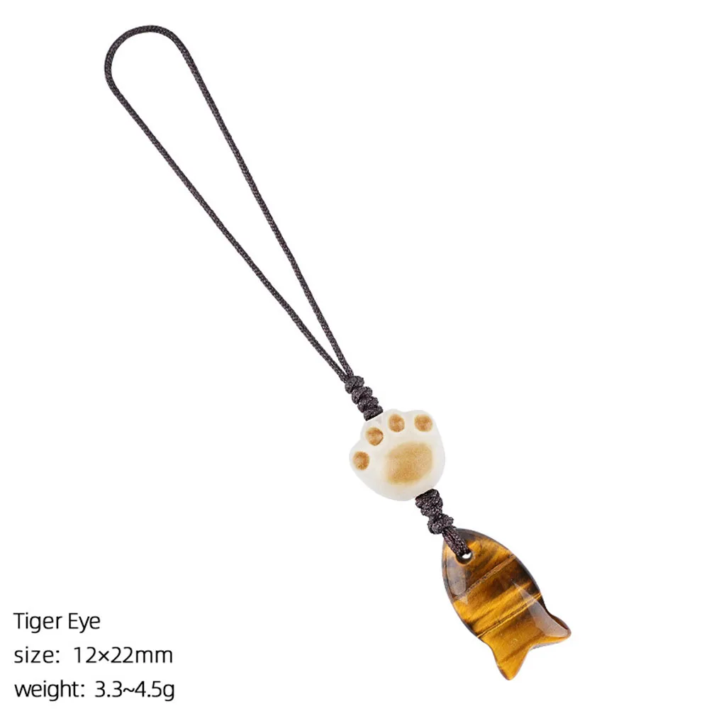 Natural Crystal Amethysts Fish Pendant Keychain Bag Accessory