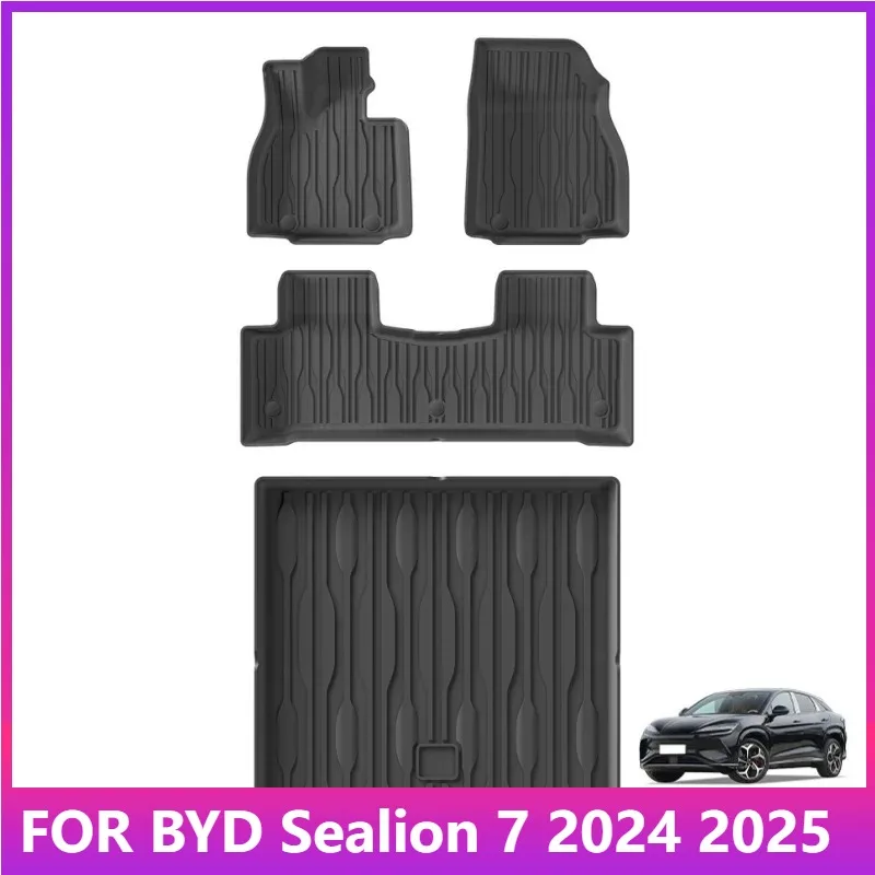 

Floor Mats For BYD Sealion 7 EV 2024 2025 Car Mats Cargo Liner Trunk Pad TPE 3D Foot Mat Left Rudder Waterproof Set BLACK