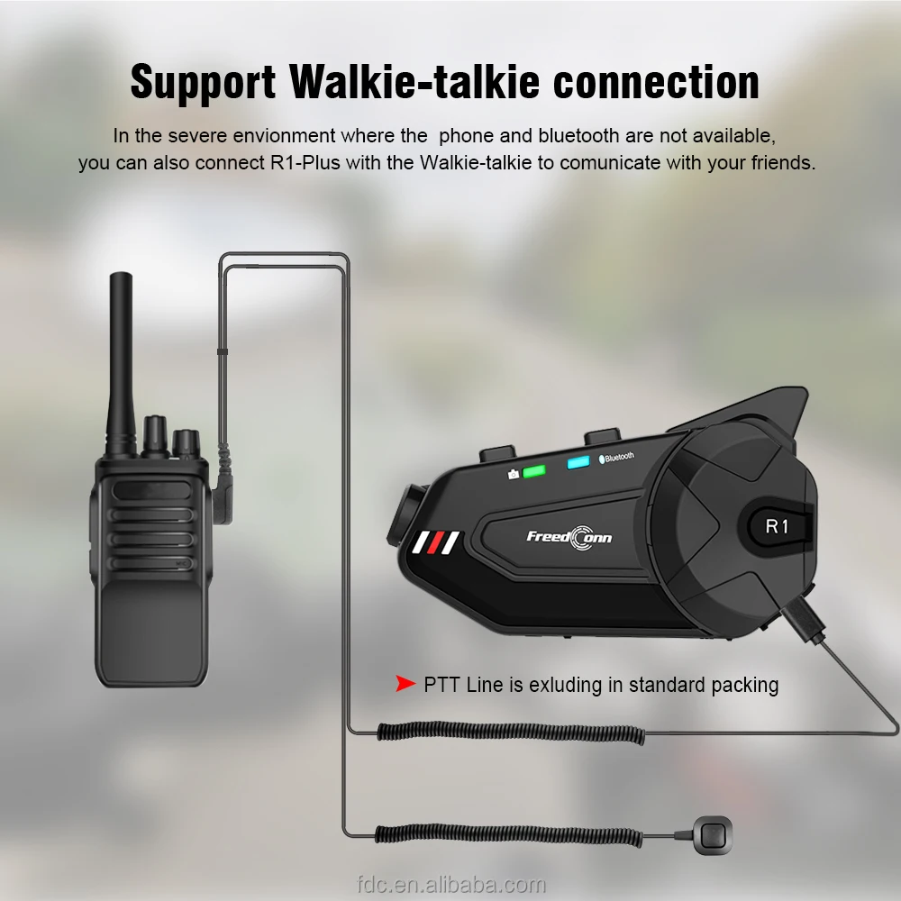 FreedConn R1-PLUS Motorcycle Helmet Bluetooth Intercom Headset With Record WiFi 1080P Lens 6-8 Way Group Talking Waterproof