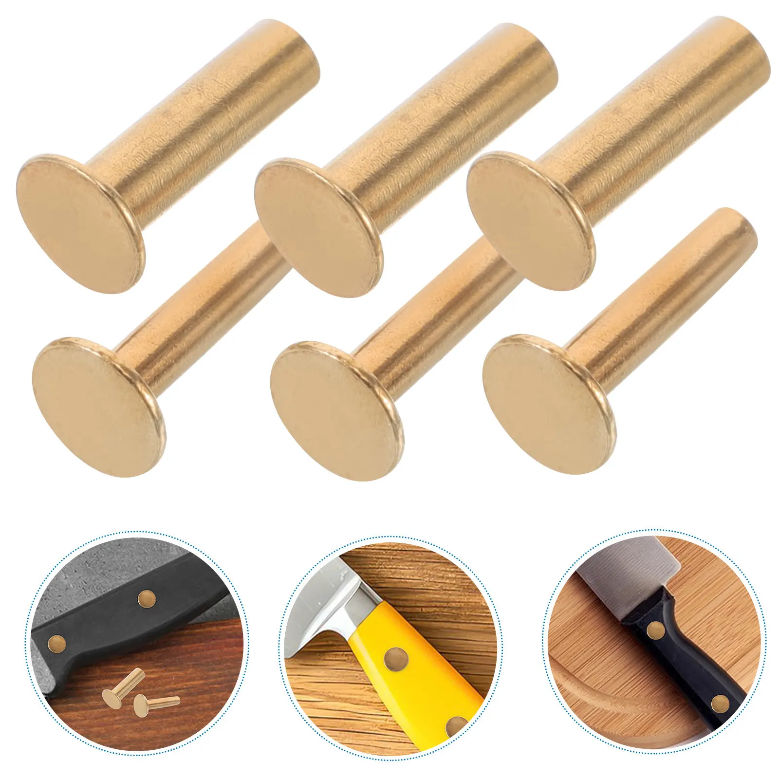 

4Pairs Solid Metal Rivet Fasteners for Knife Handle Fixing DIY Kitchen Tool Repair Stainless Steel Pop Rivet Set for Wooden