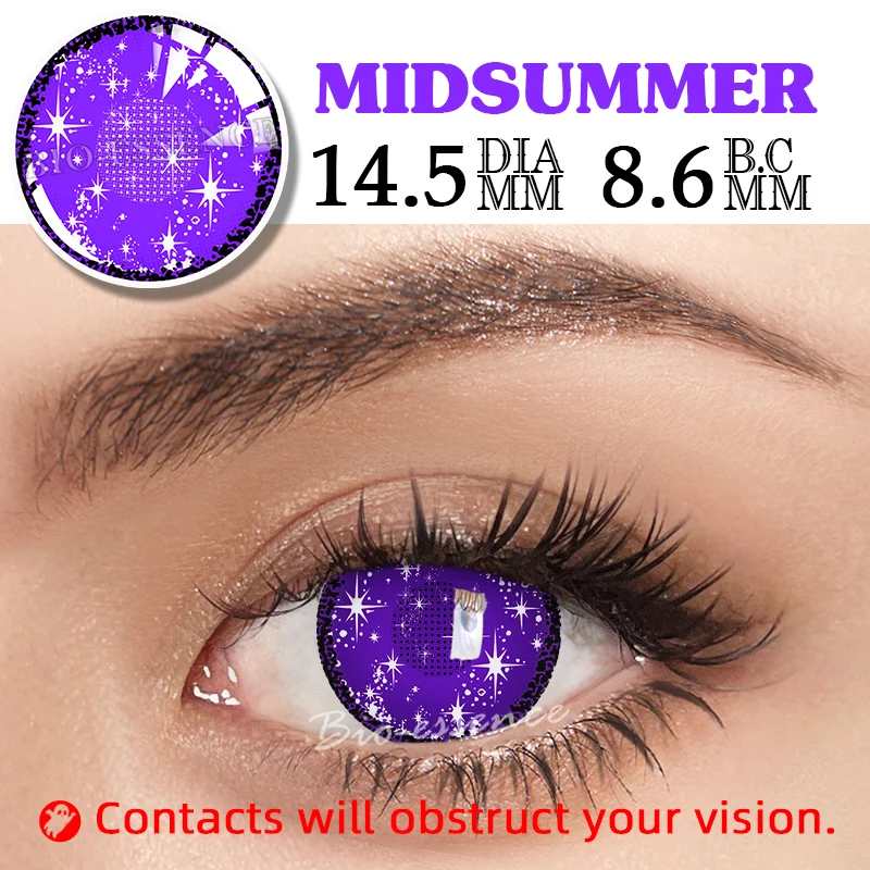 Bio-essence 1 Pair Halloween Cosplay Lenses Colored Contact Lenses for Eyes Anime Accessories Anime Lenses Violet Cosplay Lenses