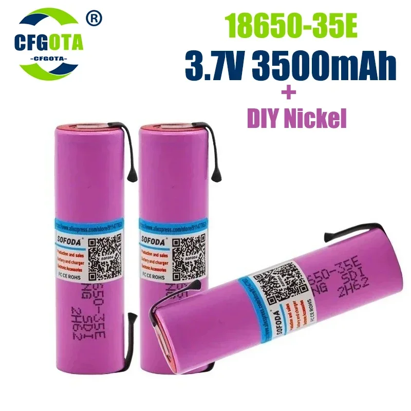 18650 3500 mAh 13Adischarge INR18650 35E INR18650-35E 18650 li-ion 3.7 battery rechargeable battery + DIY nicke