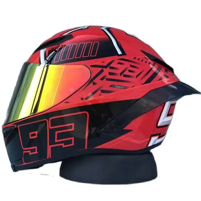 

ECE Approved Red Ant Motorcycle Helmet With Colorful Visor Casco Motorbike Capacete Big Spoiler Racing Full Face Helmet