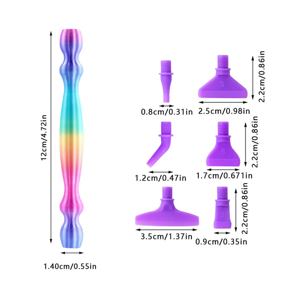 Diamond Painting Pen Kit with 6 Interchangeable Tips, Ergonomic Handle for 5D Art, Random Color Accessories Tool.