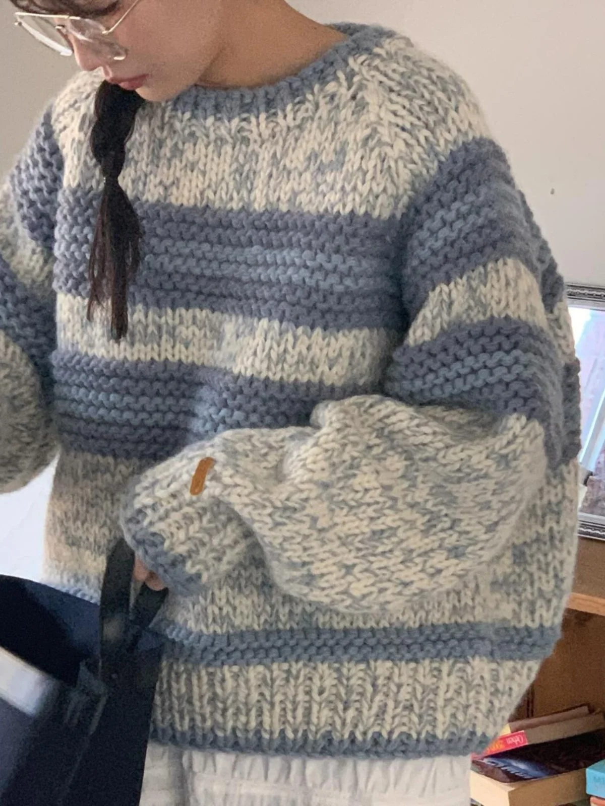 Pull en tricot doux et confortable pour femme, haut rond en fil Thi, chaud, décontracté, pour les déplacements, coupe ample, Long, Sve