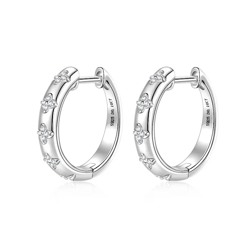 2026 Ehhai Voll 1mm VVS1 D-Farbe Rundschliff Moissanit Creolen für Damen S925 Sterling Silber Edelschmuck Geschenke Ohrringe – Detail 2
