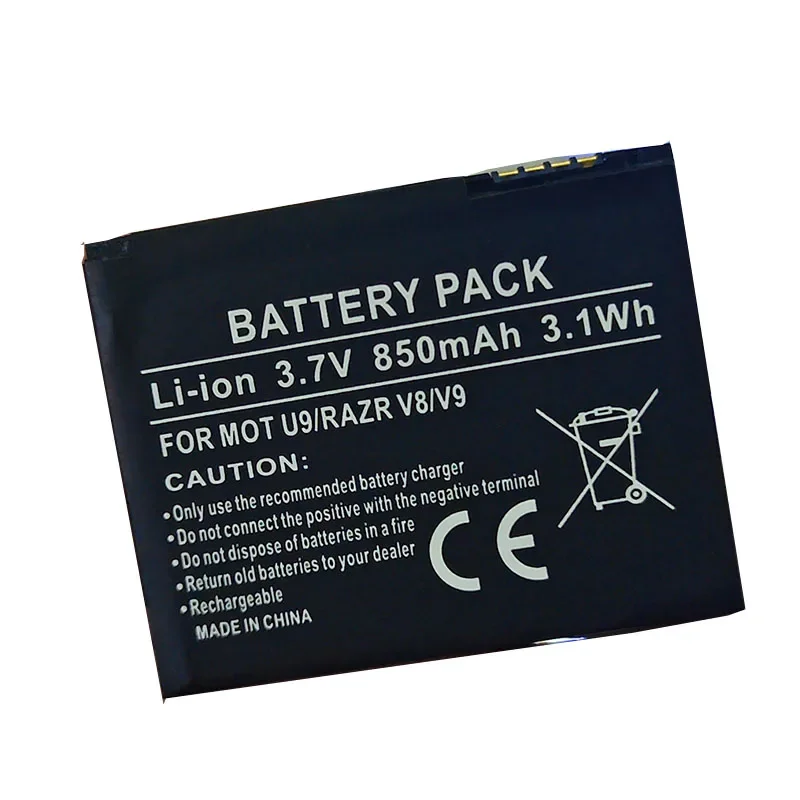 850mAh BX40 Battery For MOTOROLA MOTO V8 U8 Z9 RAZR2 V9 U9 V10 V9M ZN5 Capacity Mobile Phone Batteries Batteria