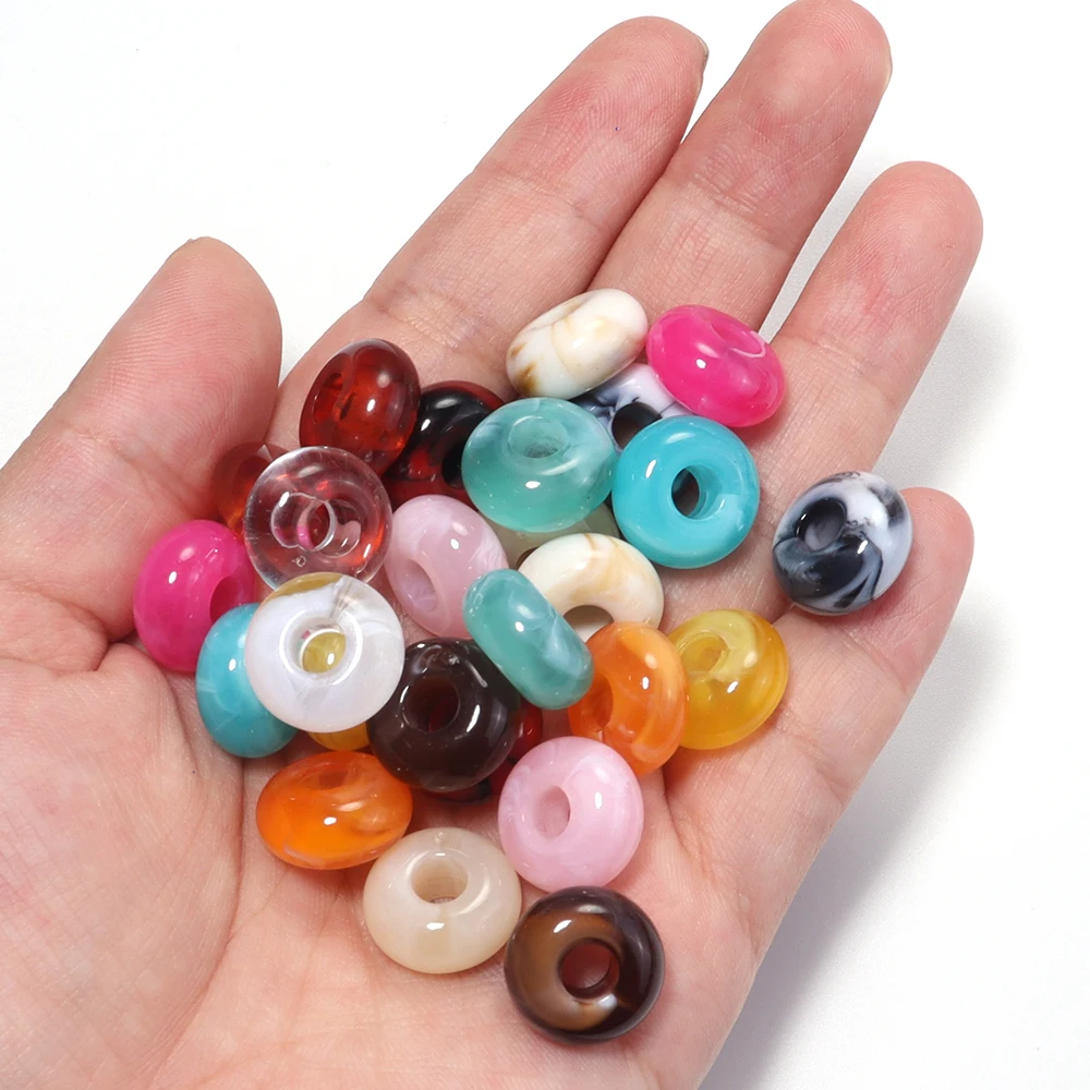50 Stück 14x7mm zweifarbige Acrylperlen mit großem Loch, Abakus-Perlen als Abstandshalter für Schmuckherstellung, DIY-Halsketten, Armbänder, Schlüsselanhänger – Detail 2