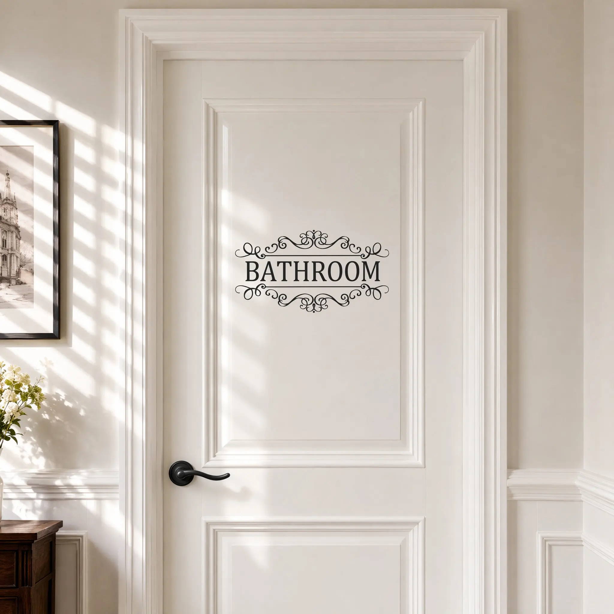 6Pcs Premium Minimalist Bathroom Door Sign Stickers Laundry Pantry Labels Waterproof Oil Resistant Easy Apply Remove Home Decor