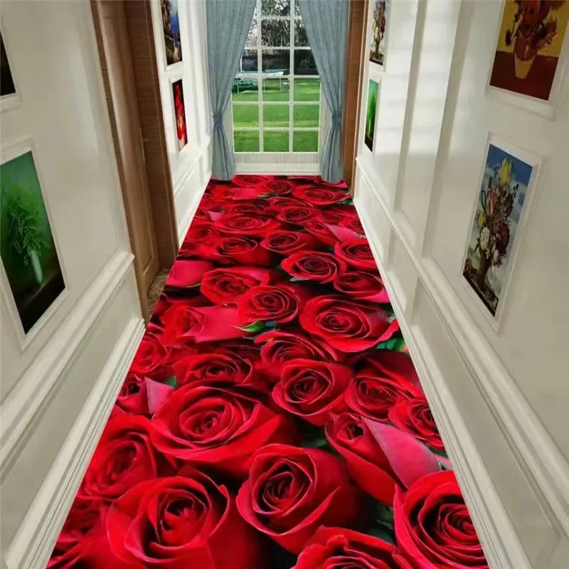 European Style Aisle Walkway Carpet Hallway Decor Area Rug Luxury Corridor Long Runner Passageway Doorway Floor Mats Non-slip