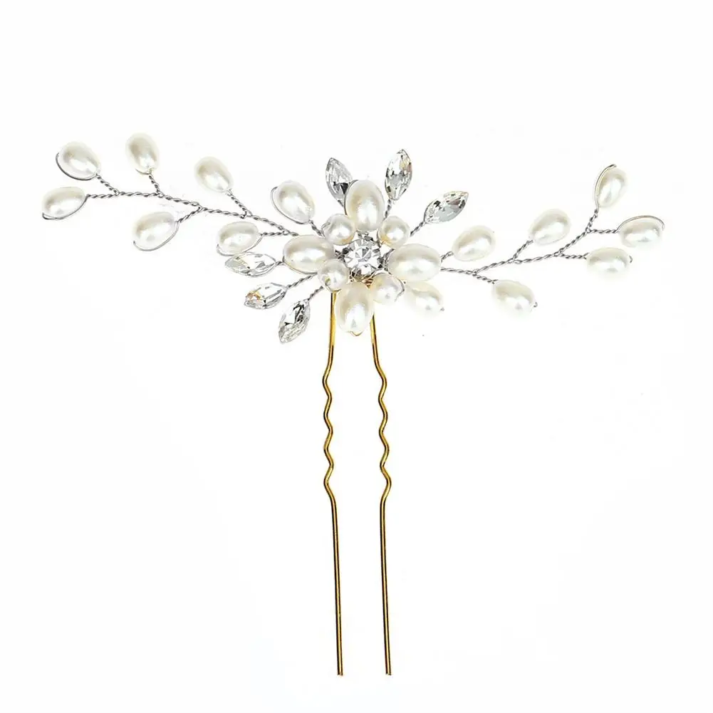 Elegant Bridal Pearl Hairpin With Rhinestone Handmade Beautiful Pins Wedding Crystal Accessories Hair Flower Hair Y0C6