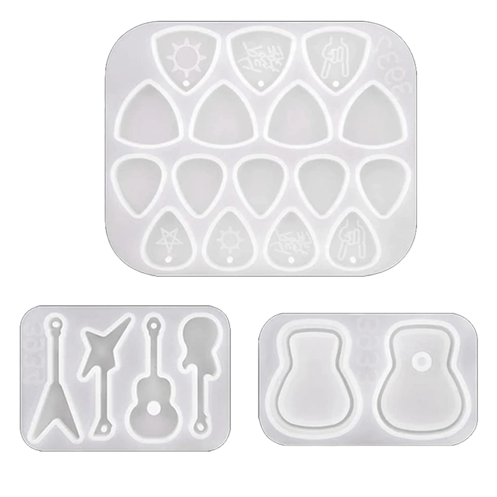 Guitar Pick Mould,Exquisite Resin Mold for Guitar Pick Triangle Plectrum Silicone Casting Keychain for Music Lovers-A68X