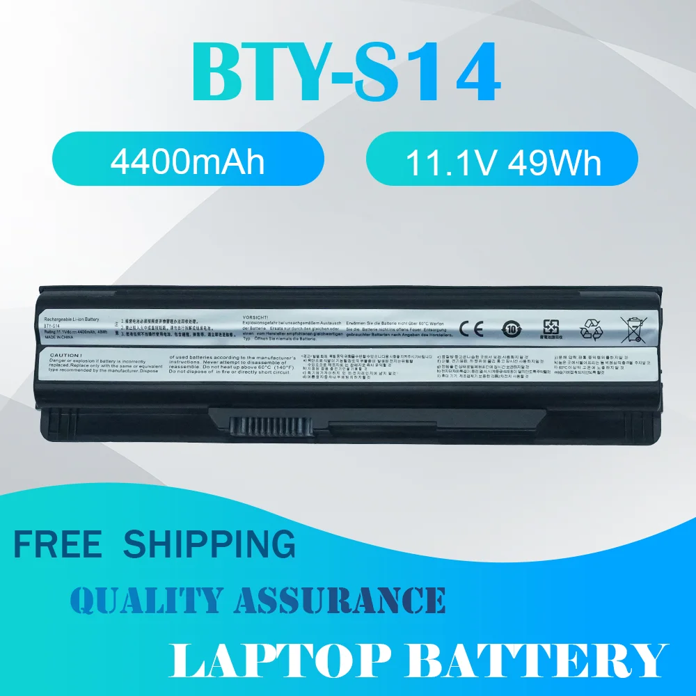 Аккумулятор для ноутбука BTY-S14 для MSI FX720 GE60 GE620 GE620DX GE70 A6500 CR41 40029150 40029231 40029683 BP-16G1-32/2200P MS-16G1