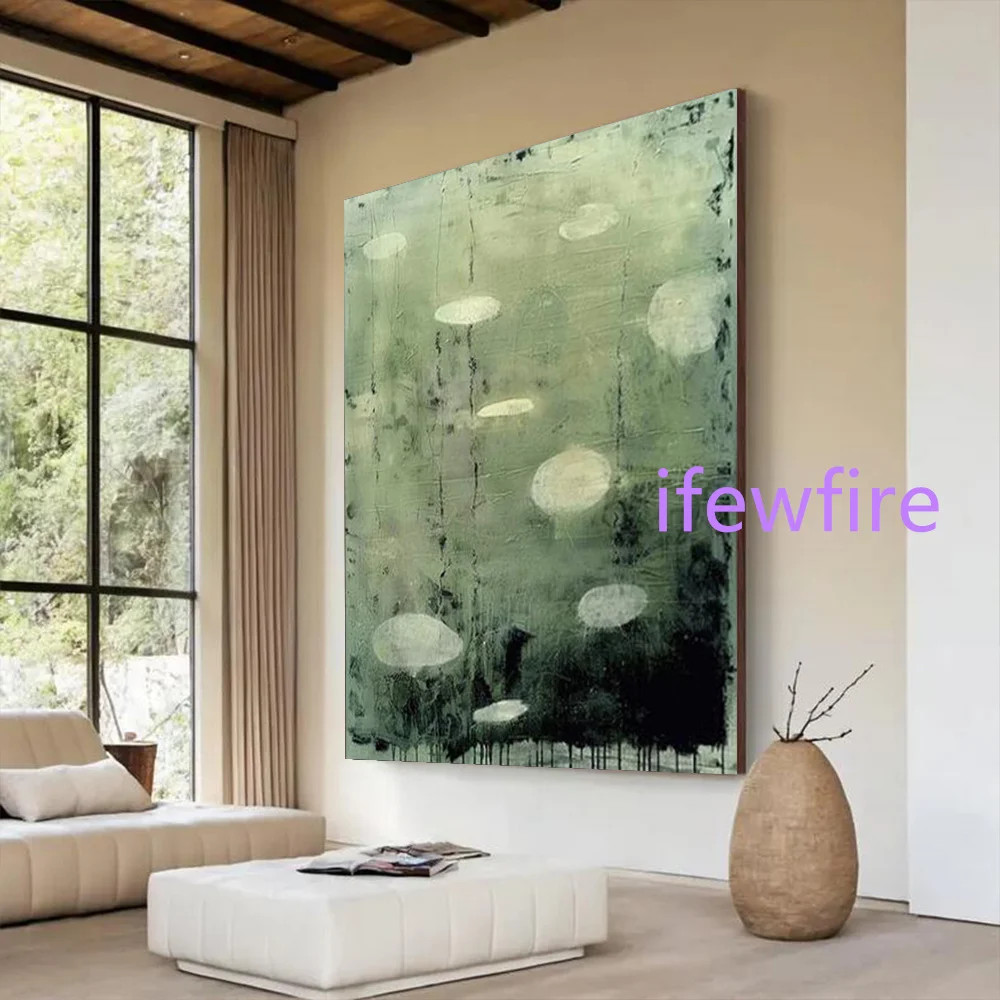 Modern Unique Handmade Abstract Oil Painting on Canvas Water Lily Pond Wall Mural Top Art Picture for Living Room Decor Image