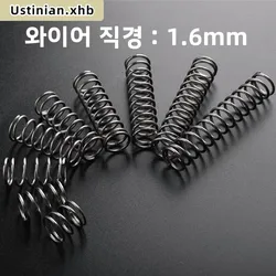10/5Pcs 1.6mm 65Mn Spring Steel Return Compression Spring, OD: 9/10/11/12/13/14/15/16/17/18/20/22/24/25mm, Length: 15mm-100mm