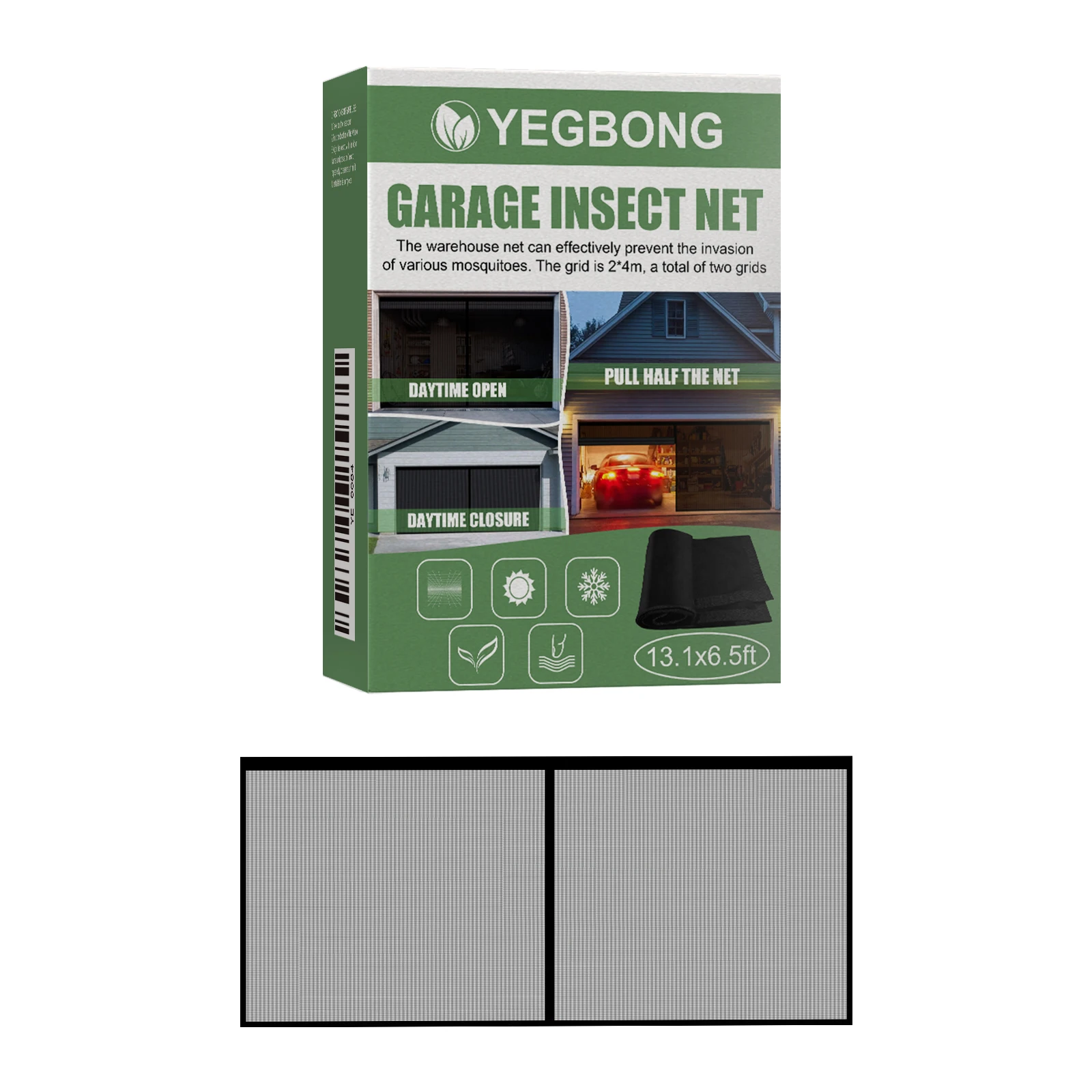 Garage Insect-Proof Net with Velcro, Seamless, Stretchable, Portable Mosquito Net, Easy to Install Garage Door Screen