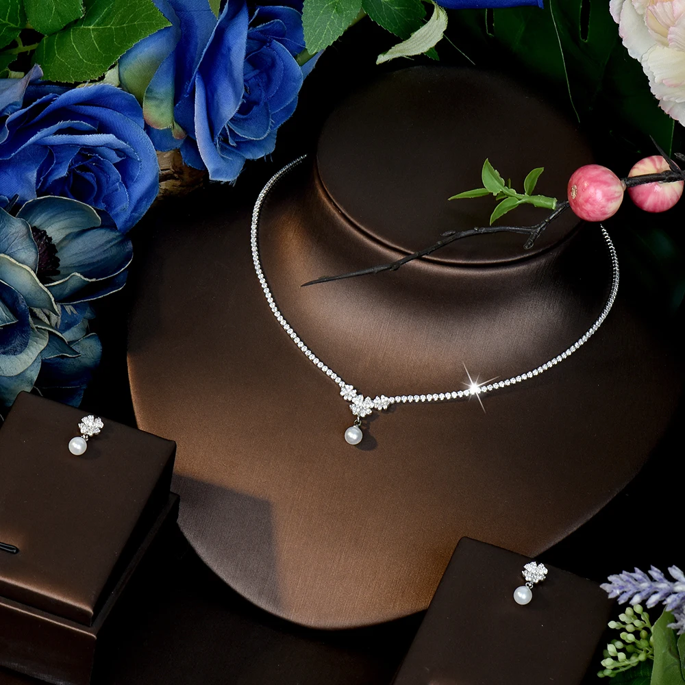 HIBRIDE New Fashion Exquisite Women's Daily Cute Jewelry Necklace Earrings and Bracelet Ring Wedding Travel Event Gift S-1240