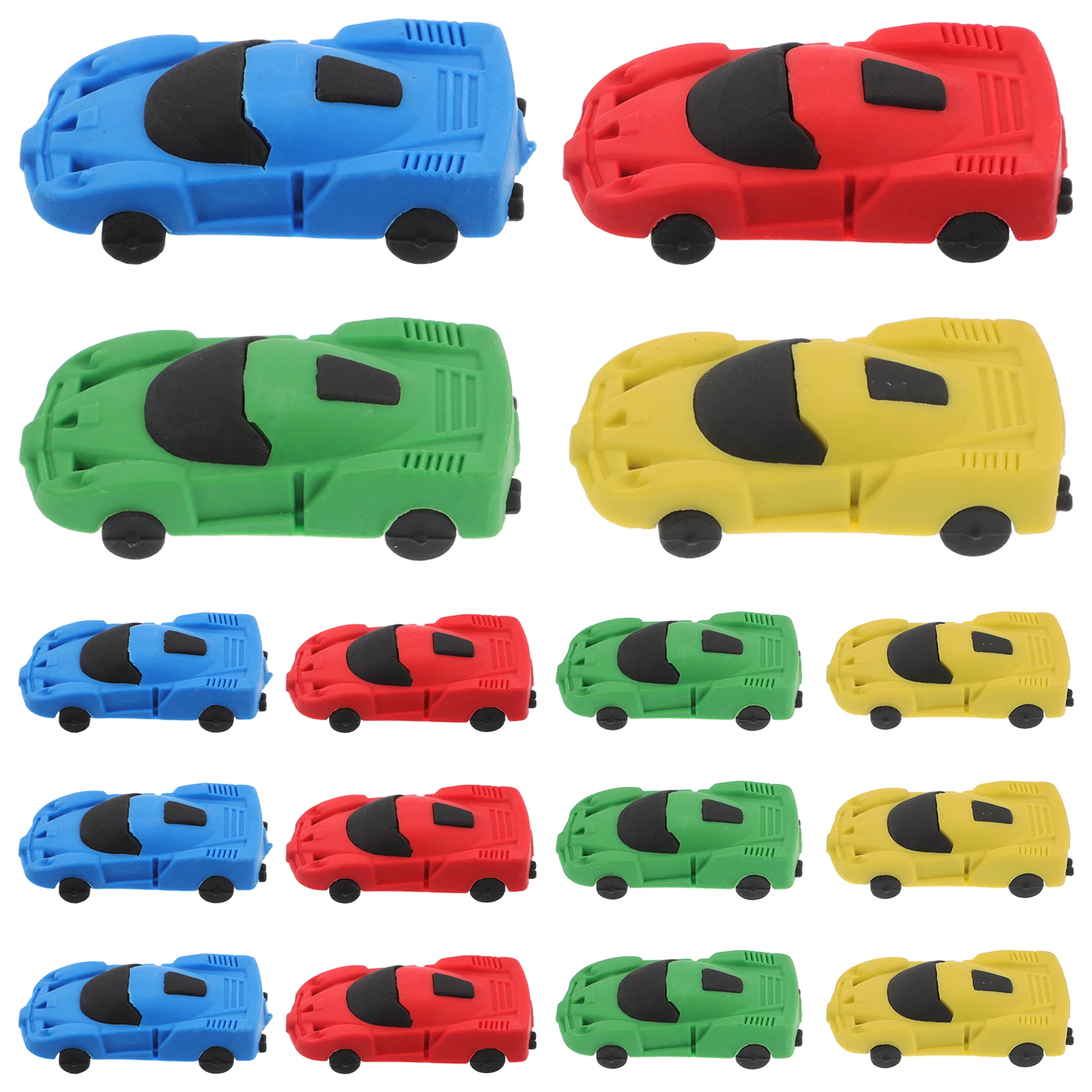 

20pcs Car Shaped Erasers Cartoon Design Kids Pencil Safe Material Lightweight Storage Learning Supplies Mixed Colors Student