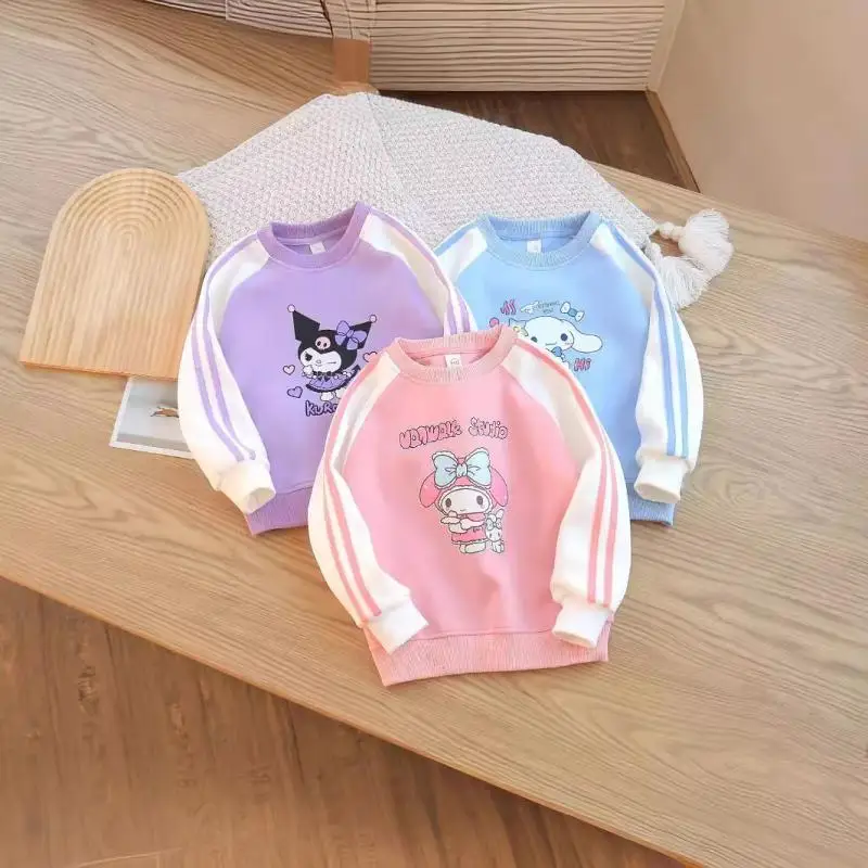 

Spring Autumn Kawaii Sanrio Anime Cinnamoroll My Melody Children Long Sleeve Hooded Cute Kuromi Printed Casual Clothing Gifts