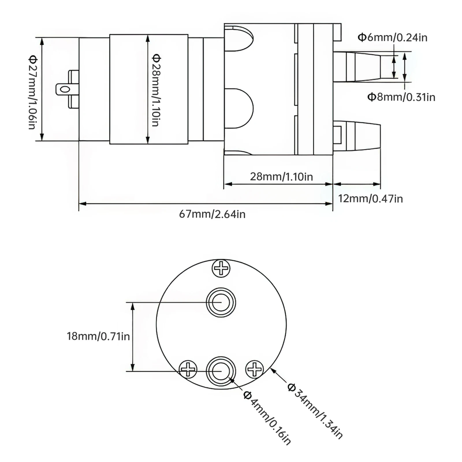 R365 Micro Water Pump Motor DC 3.7-12V 2.2L/Min Self Priming Pump Silent Electric Diaphragm Pump, Micro Water Pump view 5