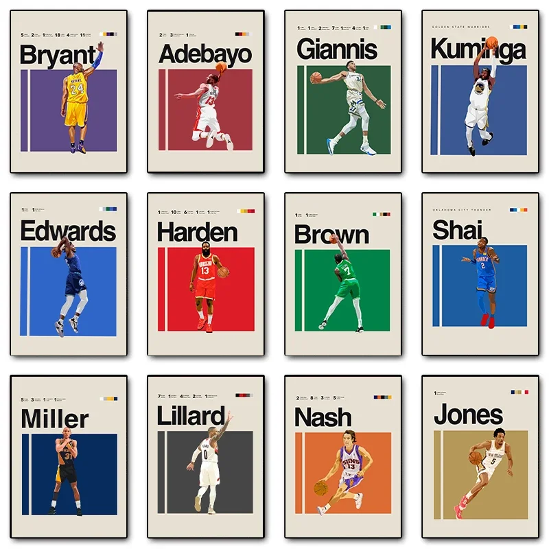 Modern Minimalist Basketball Players Canvas Wall Art Prints  Perfect for Living Room Decor and Gifts