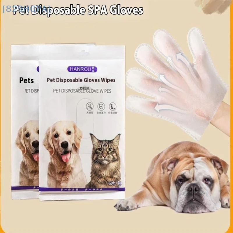 1-6 bolsas de toallitas para mascotas, guantes para limpieza de perros, Spa, desodorante sin enjuague, limpieza en seco, toallitas para gatos para perros y gatos, guantes de baño, suministro de limpieza