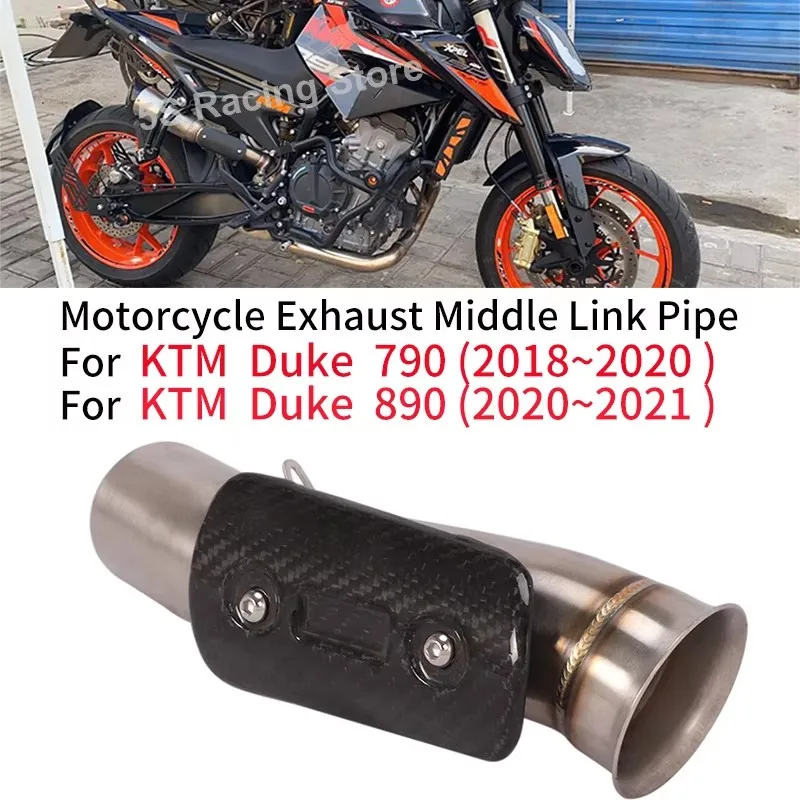Para KTM Duke 790 2018 ~ 2020 para Duke 890 2020 ~ 2021 sistema de Escape de motocicleta silenciador tubo de enlace medio Escape cubierta de fibra de carbono