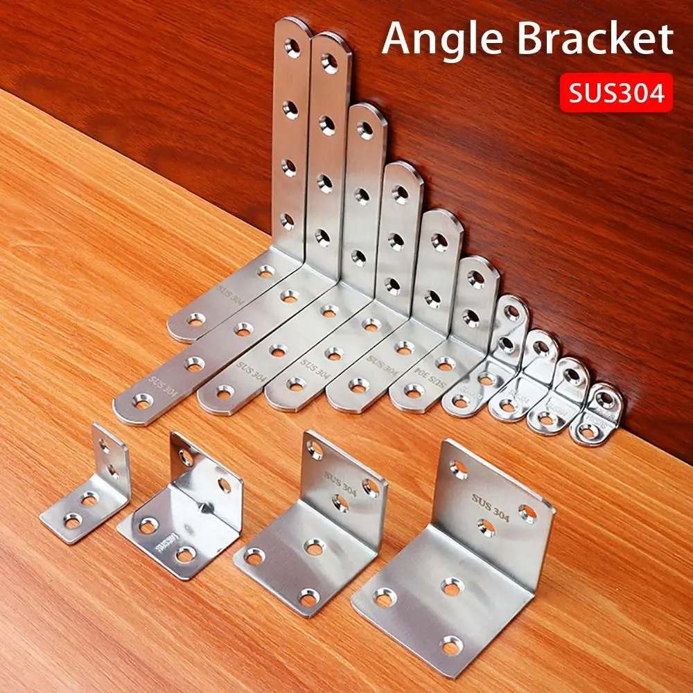 1Pcs Cabinet Screens Wall Angle Bracket SUS304 Stainless Steel Furniture Fastener Corner Brace Joint 90 Degree Right Angle