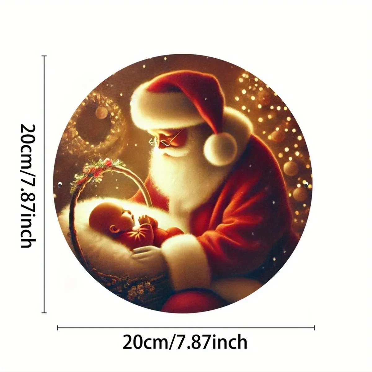 لافتة معدنية مستديرة سانتا كلوز الريفية مطبوعة يدورًا: ديكور حائط للباب والجدران المعيشة في المزرعة #6