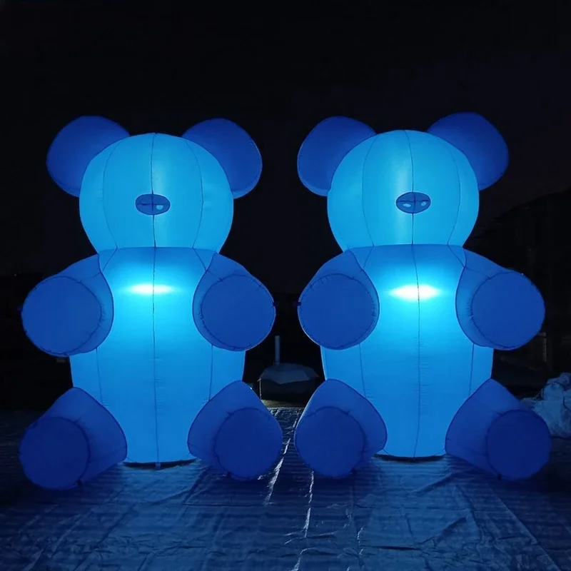 3m/4m Height  Cute Toys One Piece Inflatable Bear With Lights For Outdoor Party And Event Decoration