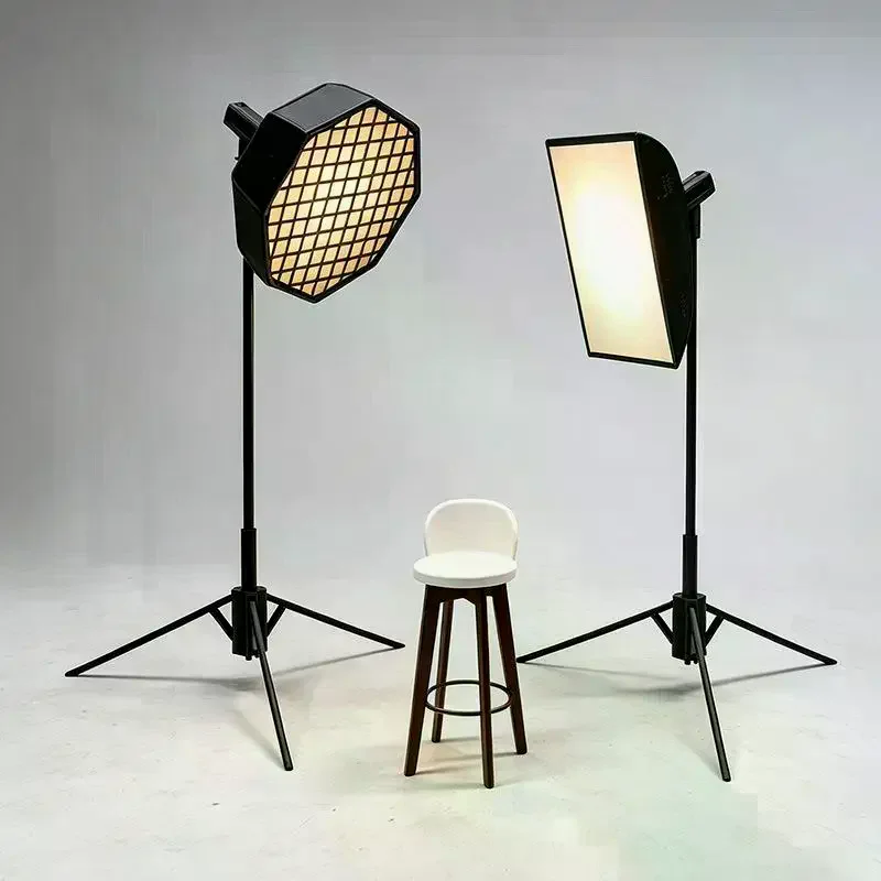 /Cna/1/12 Dollhouse Mini Studio Light Set with Softbox Tripod Stool Realistic Model for DIY Diorama Photography Display