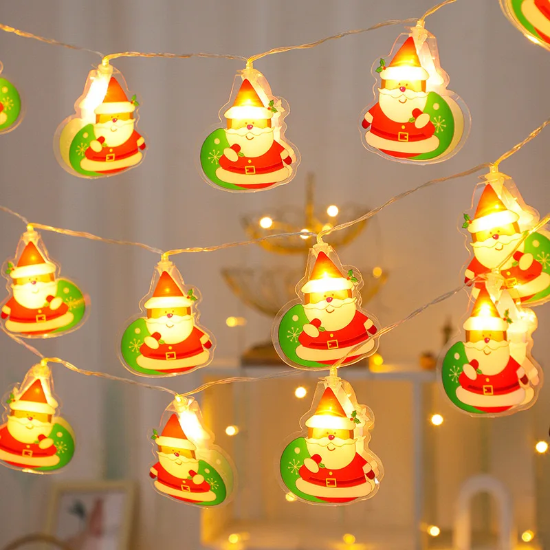 LED Christmas Card‑Shape String Lights, Santa Snowman Reindeer Design Colorful Lamp for Xmas Holiday Home Indoor Festive Decorat
