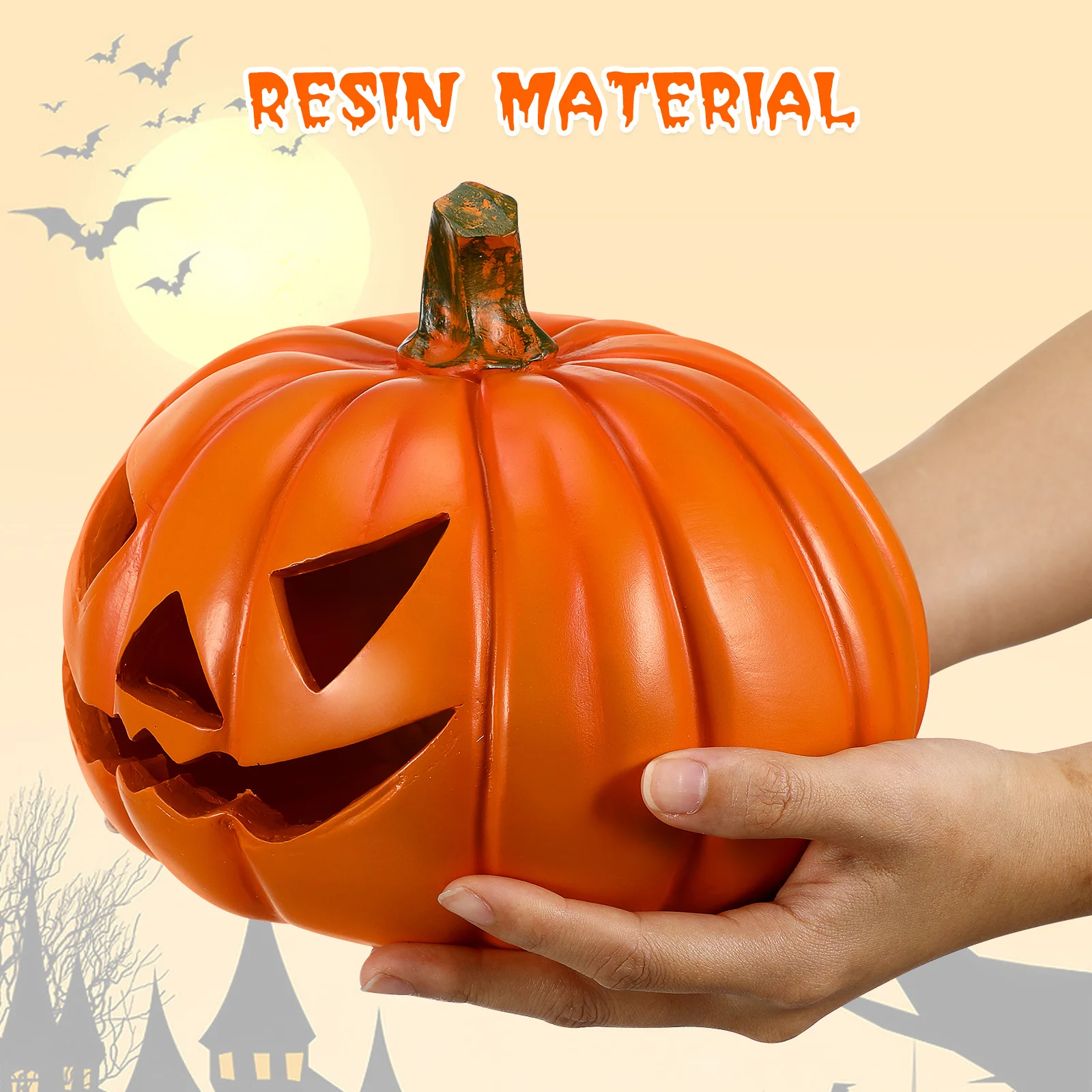 

Miniature Halloween Pumpkin Ornament Fine Workmanship Resin Made Cute Desktop Room Dorm Wedding Moss Landscape Decor