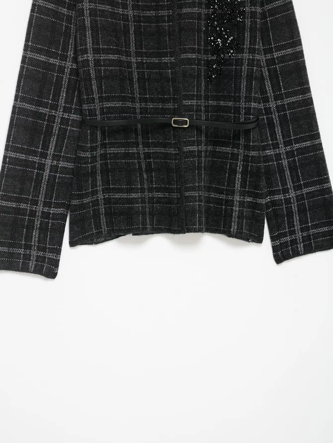 European and American style pattern knitted belted jacket autumn and winter new style fashionable waist waist top