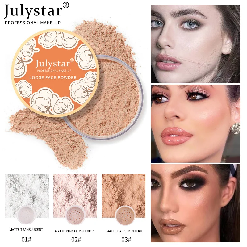 Julystar-polvo corrector de maquillaje femenino, mate, resistente al sudor, Base de maquillaje de alta cobertura, polvo de ajuste