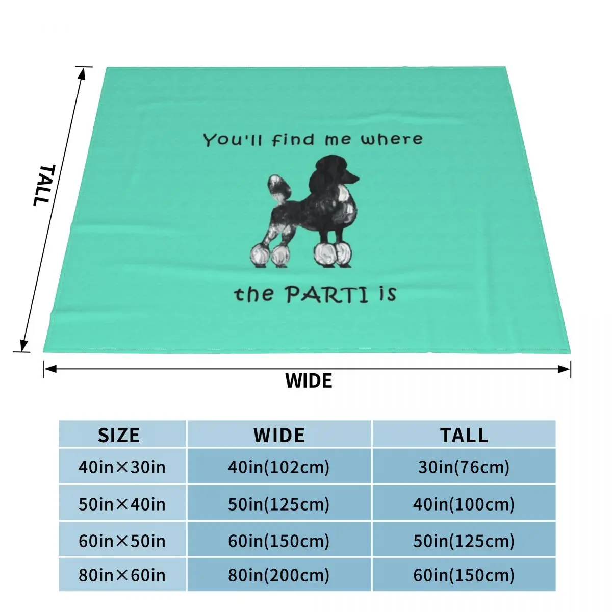 You will find me where the PARTI is ... poodle Throw Blanket Sofa Quilt Stuffed Blankets