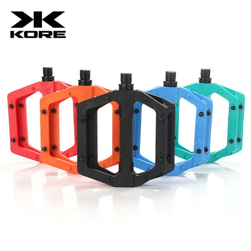 KORE-Mountain Bike Nylon Pedals, Double Bearing, Non-slip, Road Bicycle, Ultra-light, Footboard, 14mm, Accessories