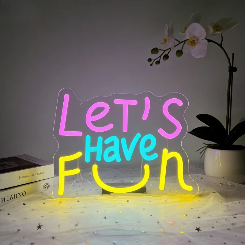 Lets Have Fun Neon Sign LED Colorful Design for Bedroom Living Room Party Decor USB Powered Neon Light Gift Joyful Vibe Wall Art