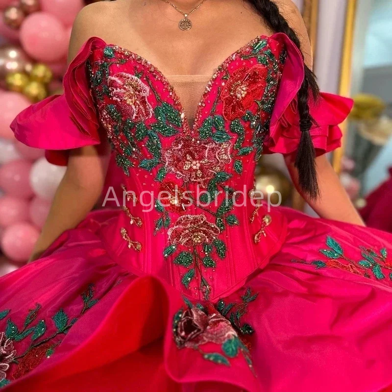 Angelsbride-vestido De baile De quinceañera con cuentas De tren hinchado único, Vestidos De princesa para cumpleaños, dulce 16, Vestidos De Fiesta