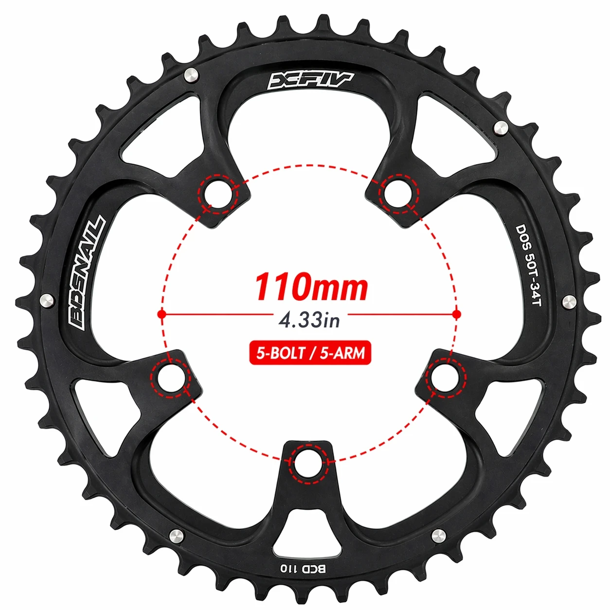 Snail 110BCD Round/Oval 2x Chainring for Shimano for SRAM 8 9 10, 50/34T 52/36T 53/39T 54/40T