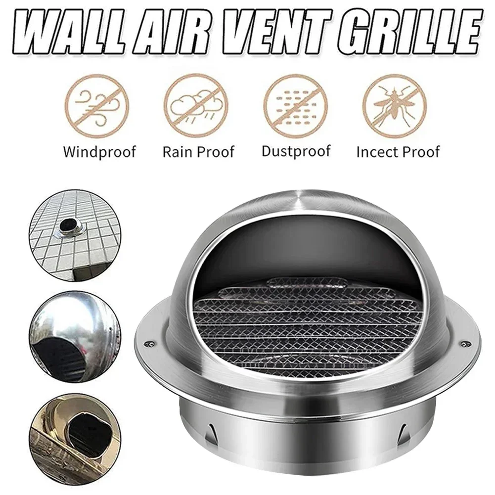 

Stainless Steel Wall Ceiling Air Vent Ducting Ventilation 80/100/150mm Exhaust Grille Cover Outlet Heating Cooling Vents Cap